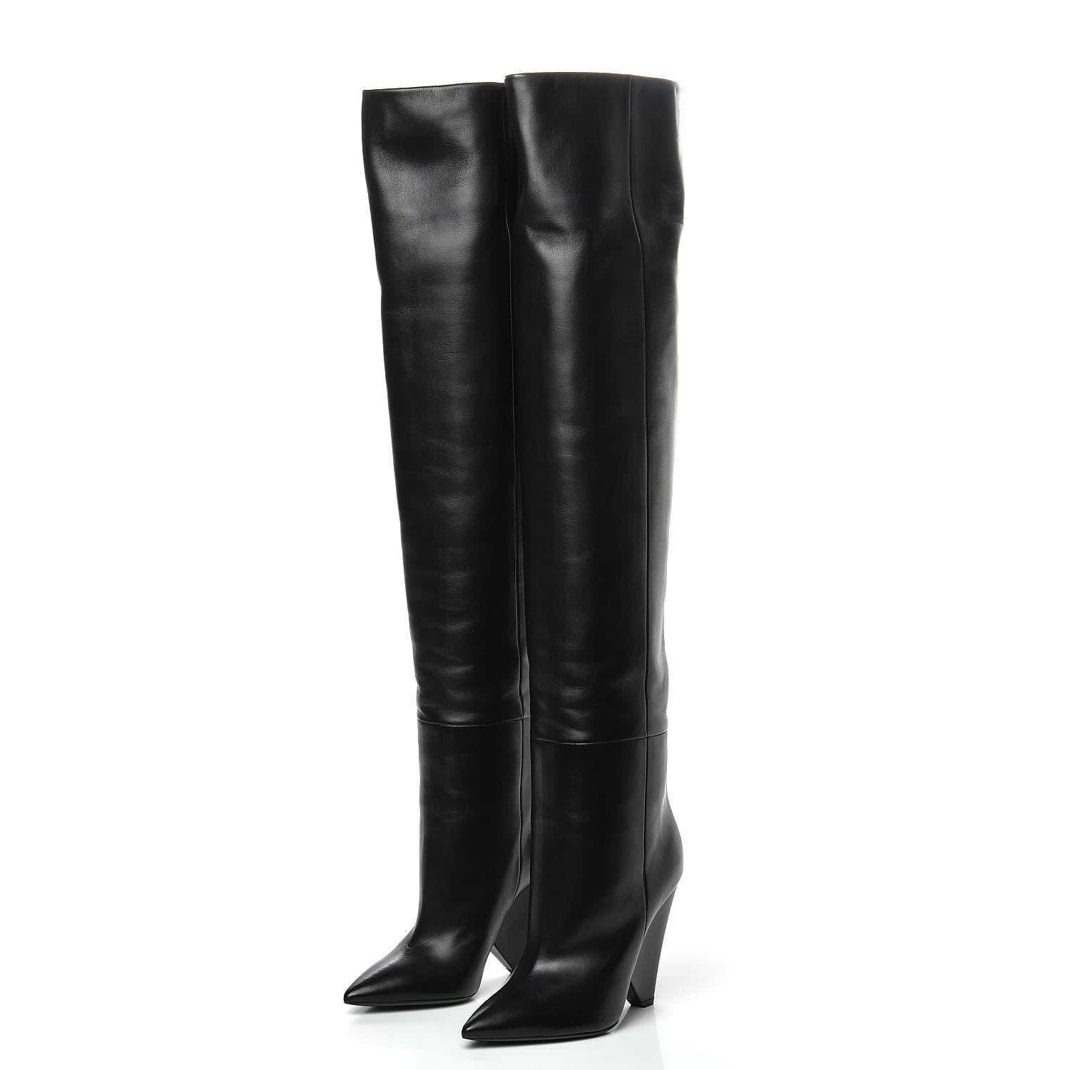 Saint Laurent Calfskin Niki 105 Thigh High Boots 36.5 Black 3 of 9