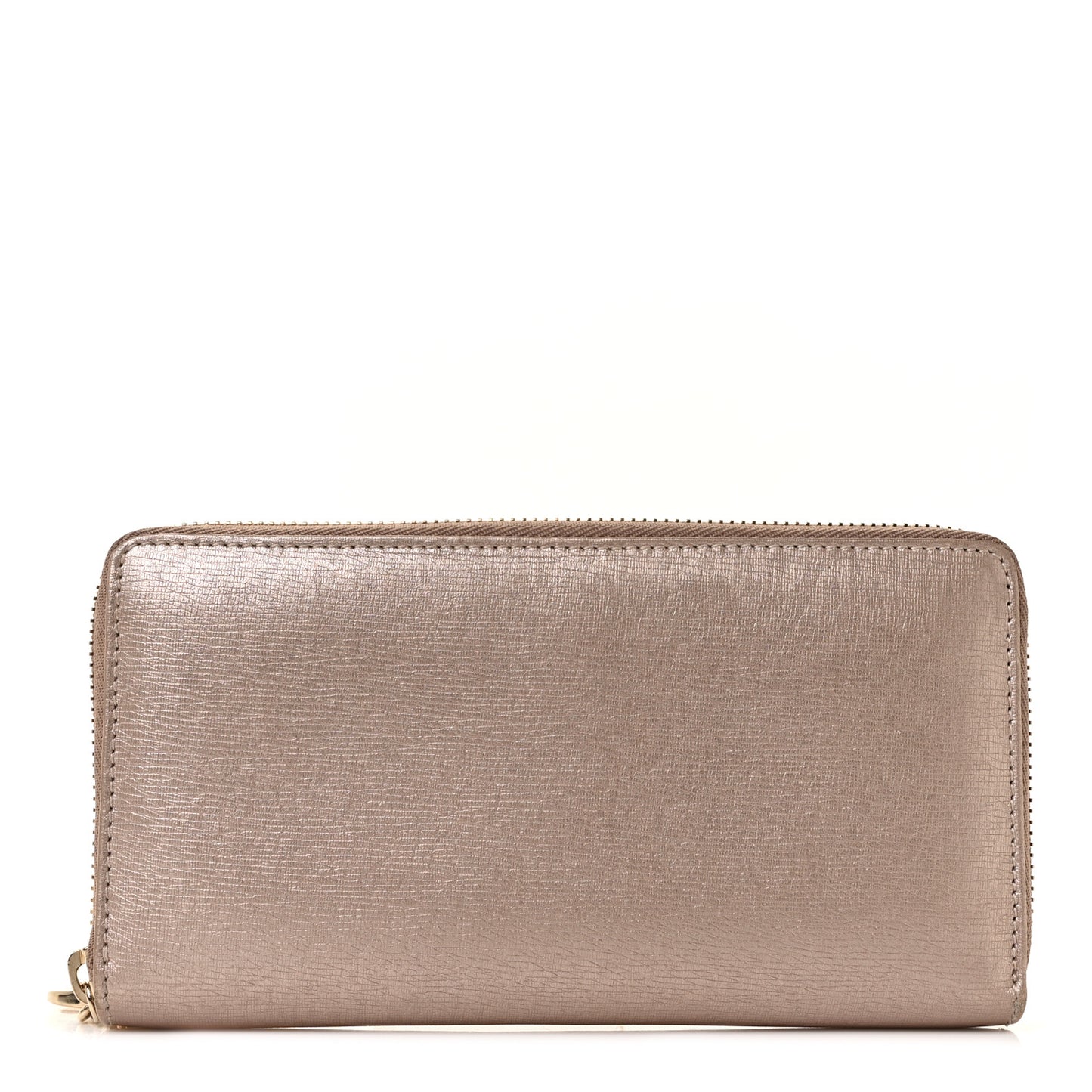 Metallic Shangai Calfskin Lovely Zip Around Wallet Dark Shell