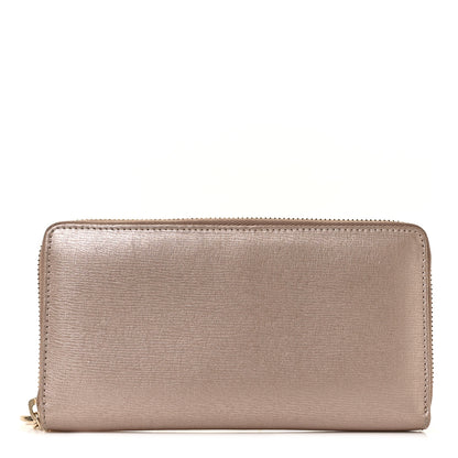 Gucci Metallic Shangai Calfskin Lovely Zip Around Wallet Dark Shell 1 of 8