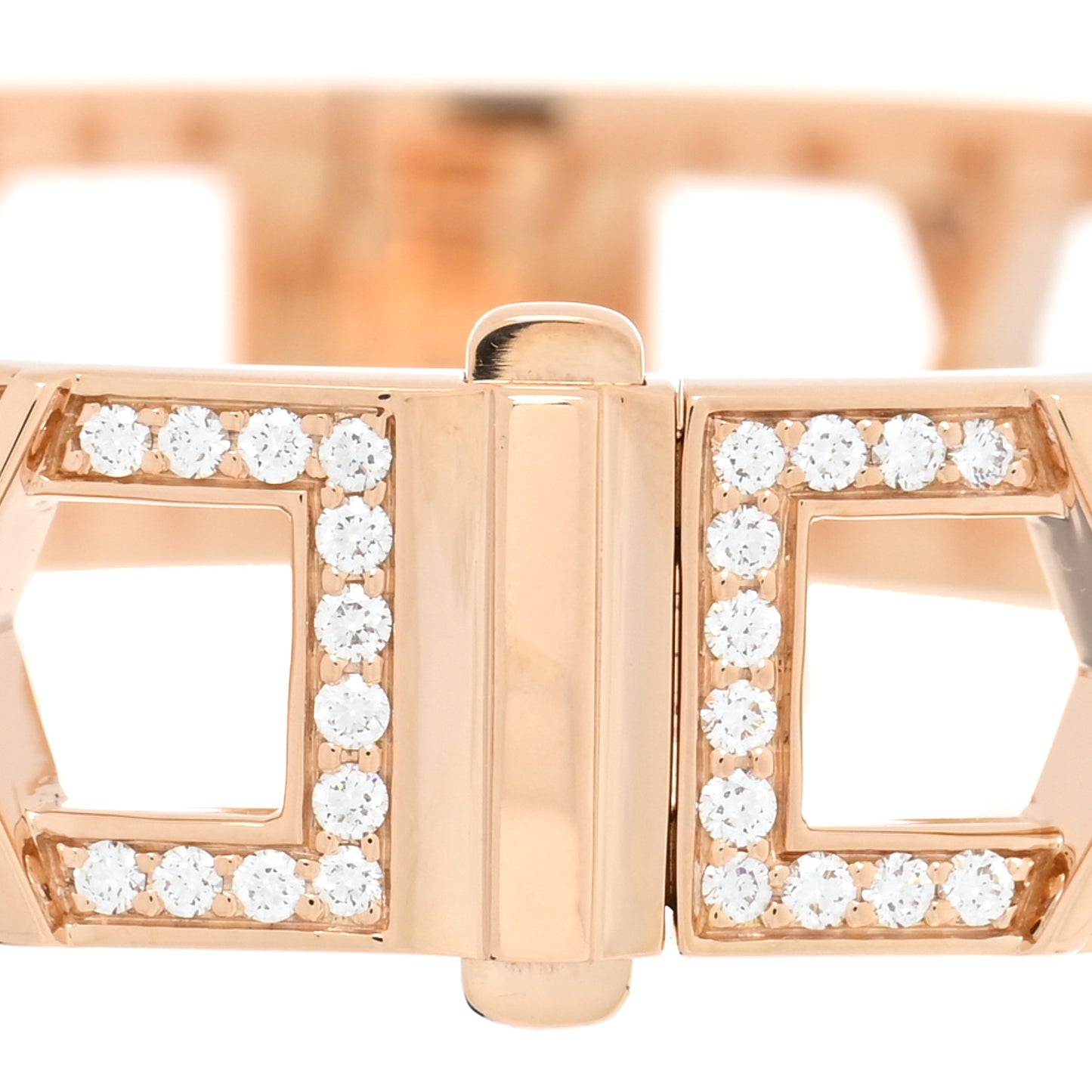 18K Rose Gold Diamond Atlas X Open Hinged Bangle Bracelet