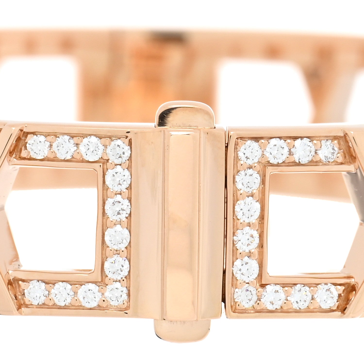 Tiffany 18K Rose Gold Diamond Atlas X Open Hinged Bangle Bracelet 4 of 5