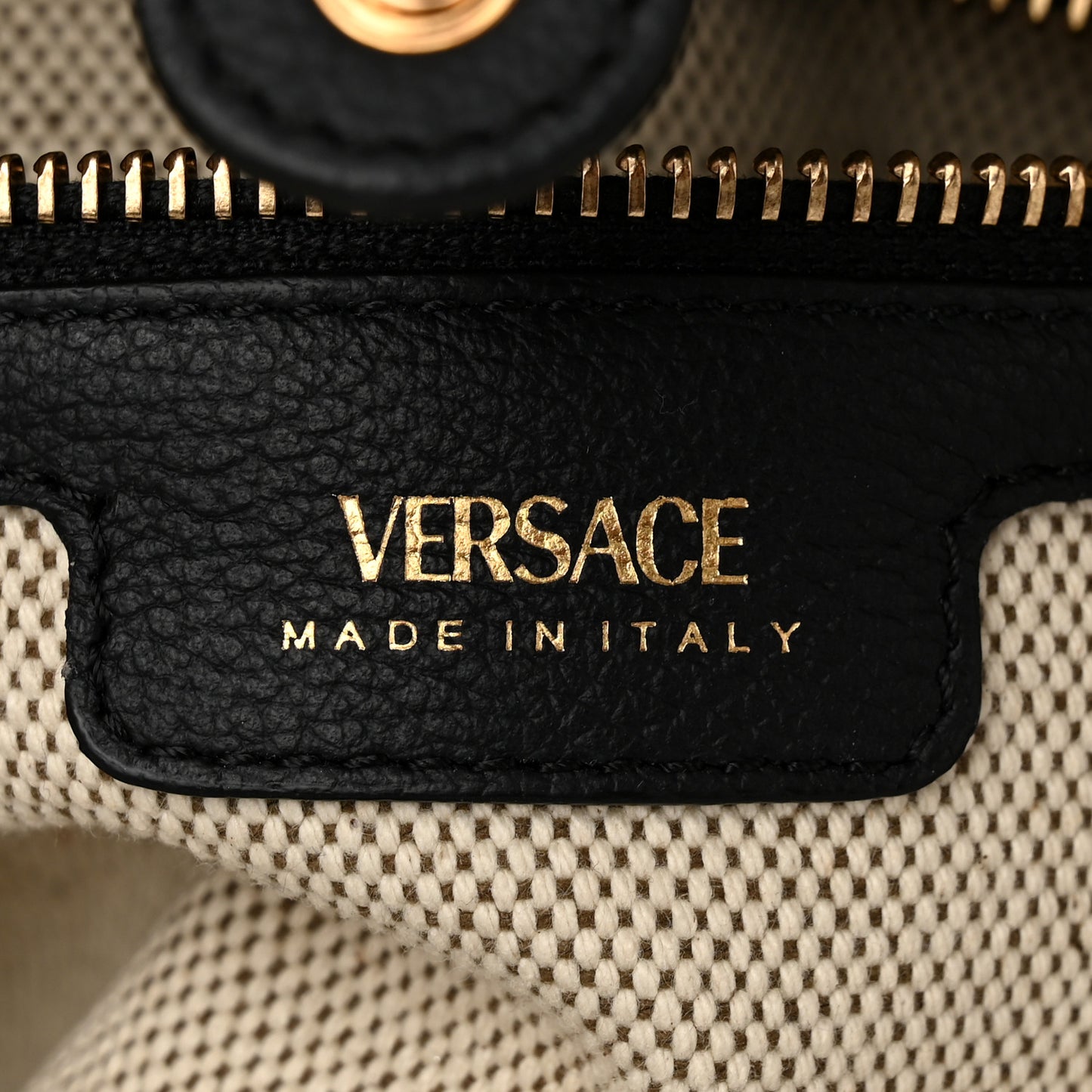 Canvas Calfskin La Medusa Small Tote Bag Beige