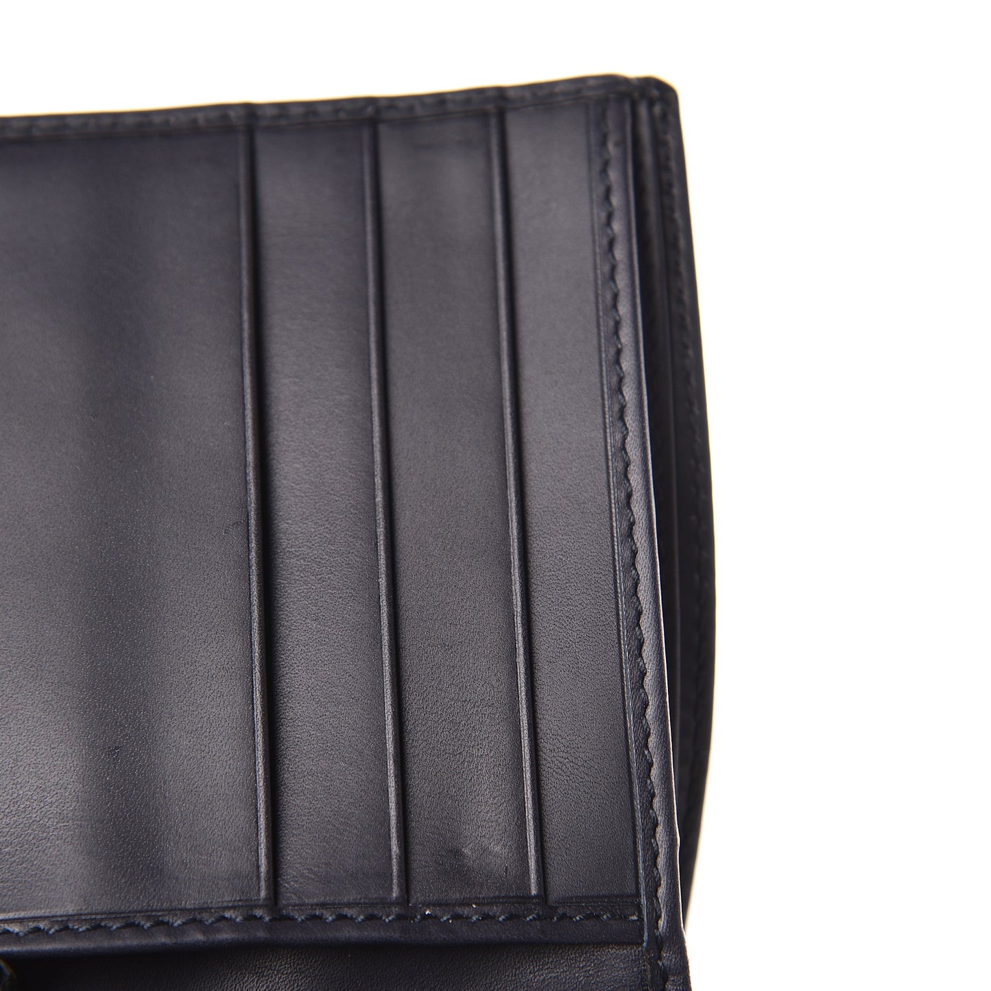 Calfskin Vintage Web Bi-Fold Wallet Navy