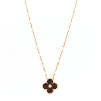 Van Cleef & Arpels 18K Rose Gold Diamond Bulls Eye Vintage Alhambra Pendant Necklace 1 of 5