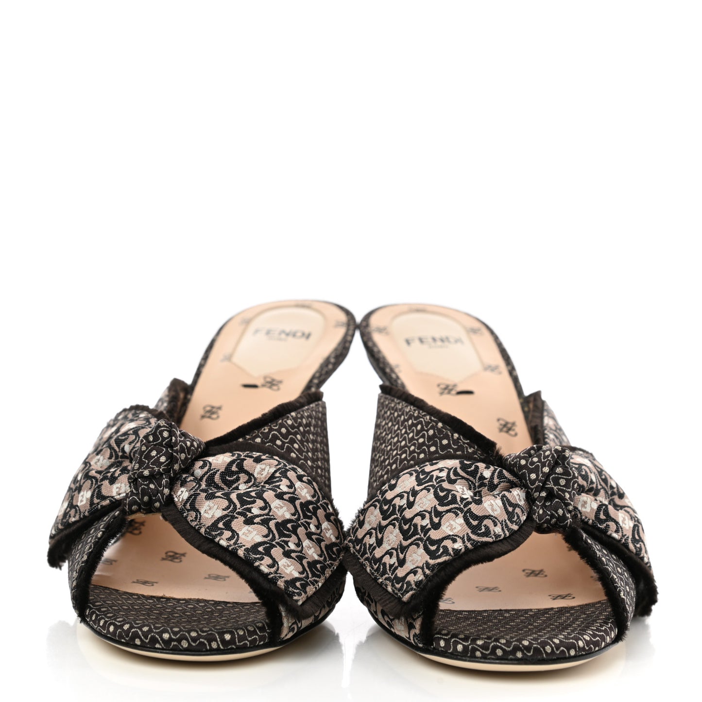 Jacquard FF Fabric Ffreedom Mules 36 Black