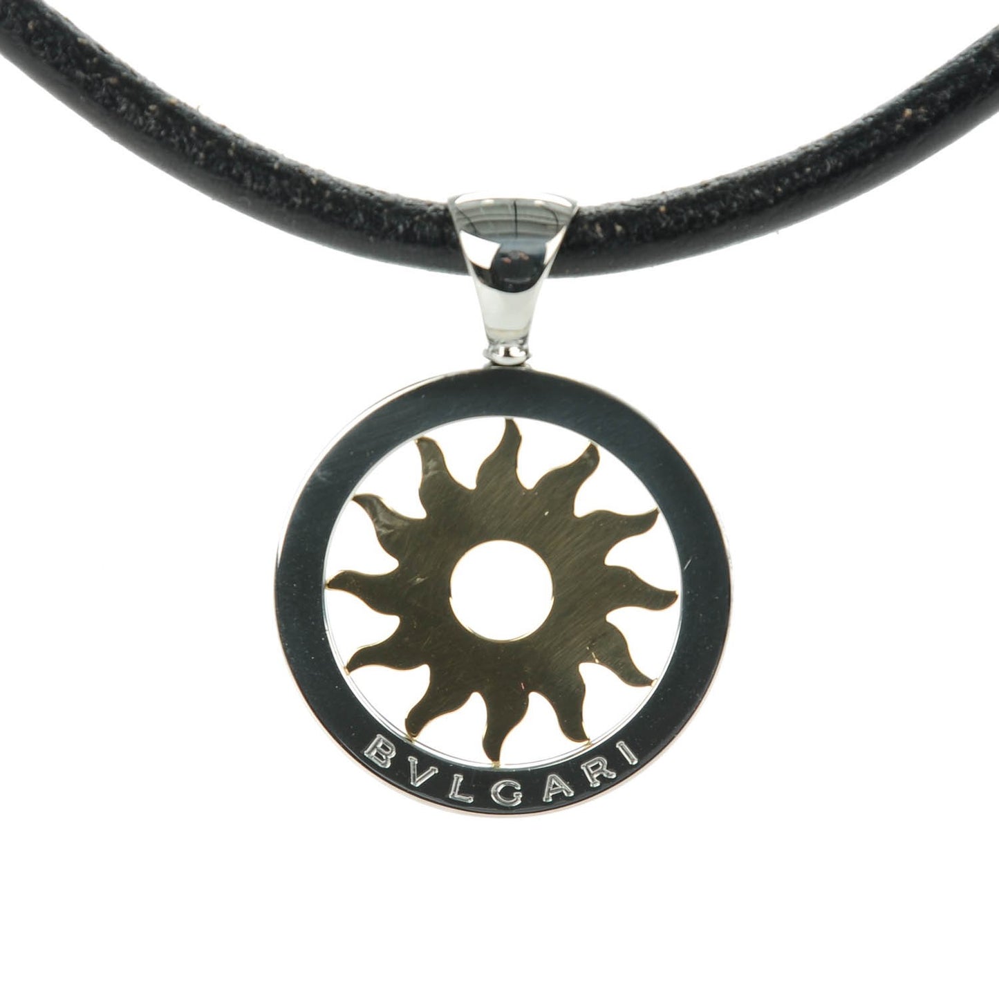 18K Yellow Gold Stainless Steel Tondo Sun Pendant Necklace
