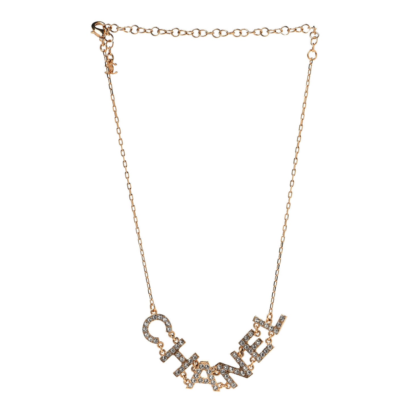 Metal Crystal 90's Icon Logo Necklace Gold