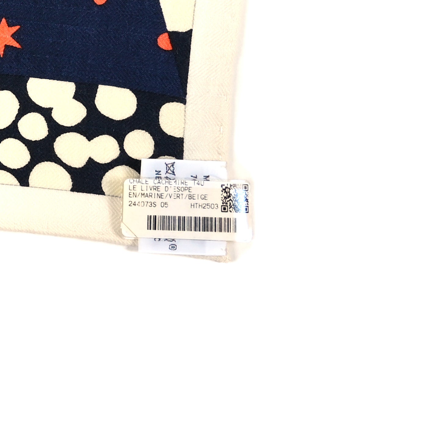 Cashmere Silk Le Livre D'Esope Shawl 140 Marine Vert Beige