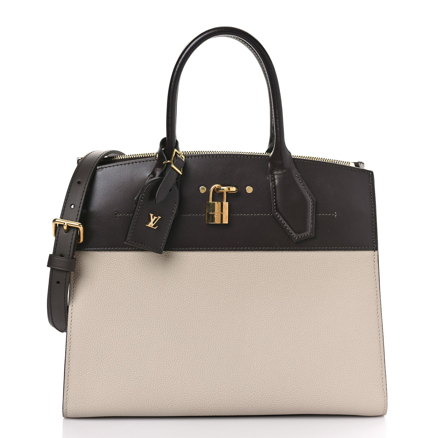Louis Vuitton Taurillon Calfskin City Steamer MM Grey Bordeaux 1 of 8