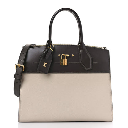 Louis Vuitton Taurillon Calfskin City Steamer MM Grey Bordeaux 1 of 8