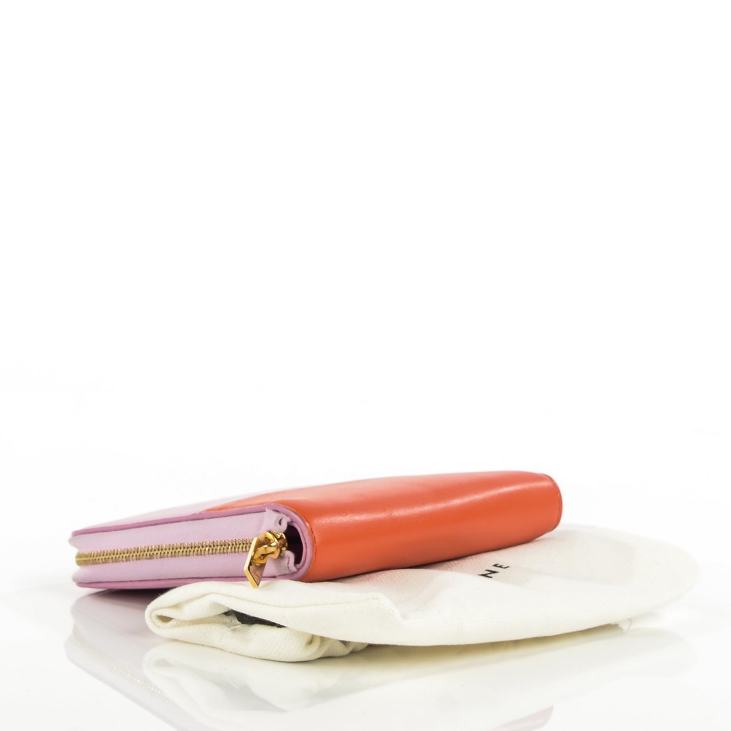 Lambskin Zip Around Compact Wallet Pink Burnt Orange