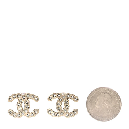 Chanel Crystal Chain Link CC Earrings Gold 2 of 5