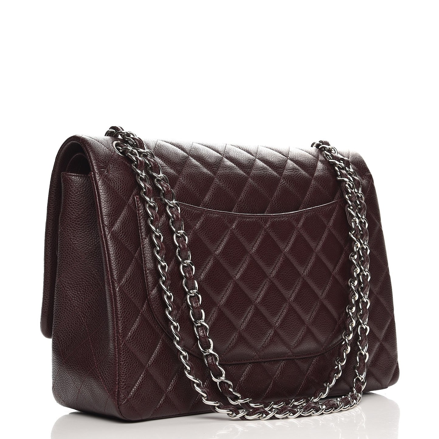Caviar Quilted Maxi Double Flap Dark Purple