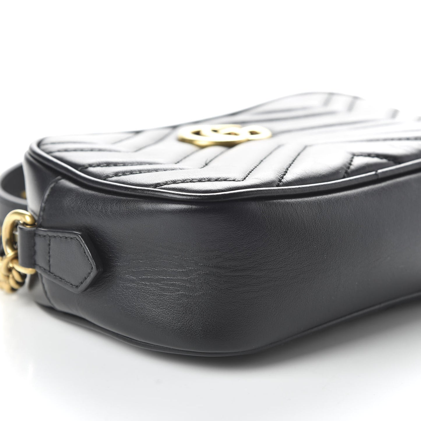Calfskin Matelasse Mini GG Marmont Chain Shoulder Bag Black