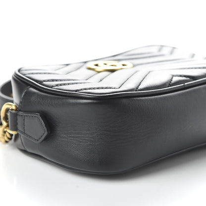 Gucci Calfskin Matelasse Mini GG Marmont Chain Shoulder Bag Black 6 of 11