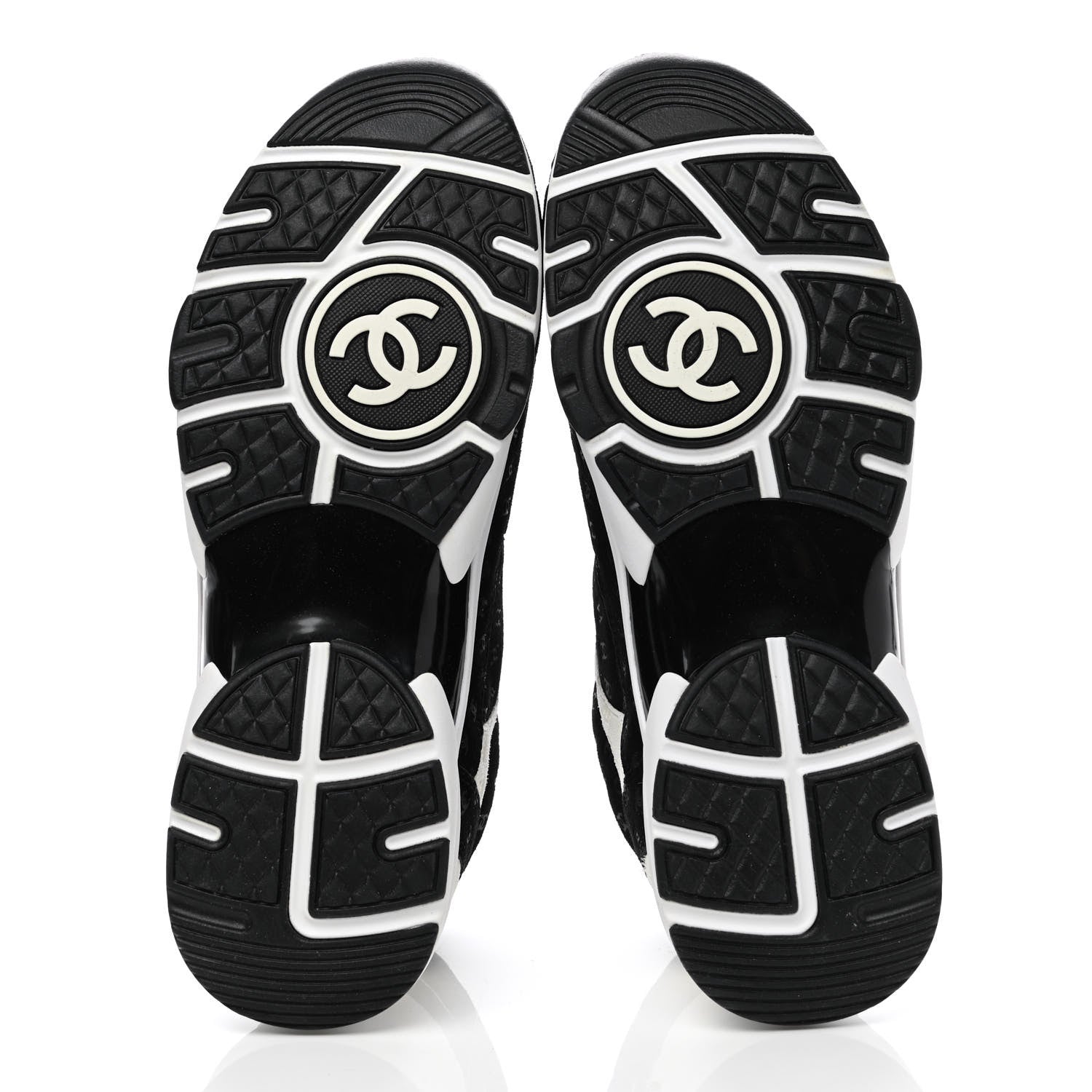 Chanel Suede Calfskin Printed CC Sneakers 41 White Black 5 of 9