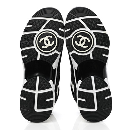 Chanel Suede Calfskin Printed CC Sneakers 41 White Black 5 of 9