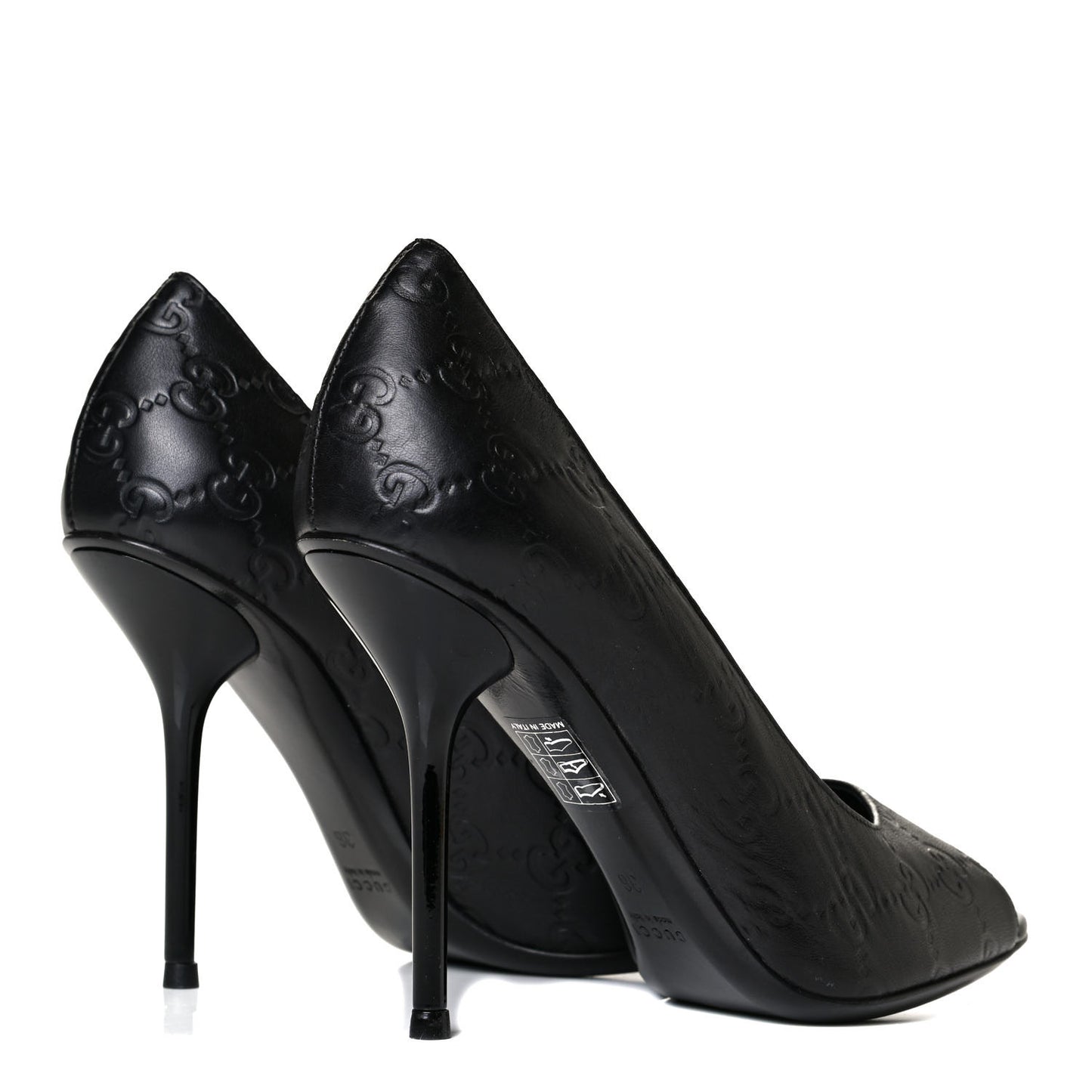 Guccissima GG Peep Toe Heels 36 Black