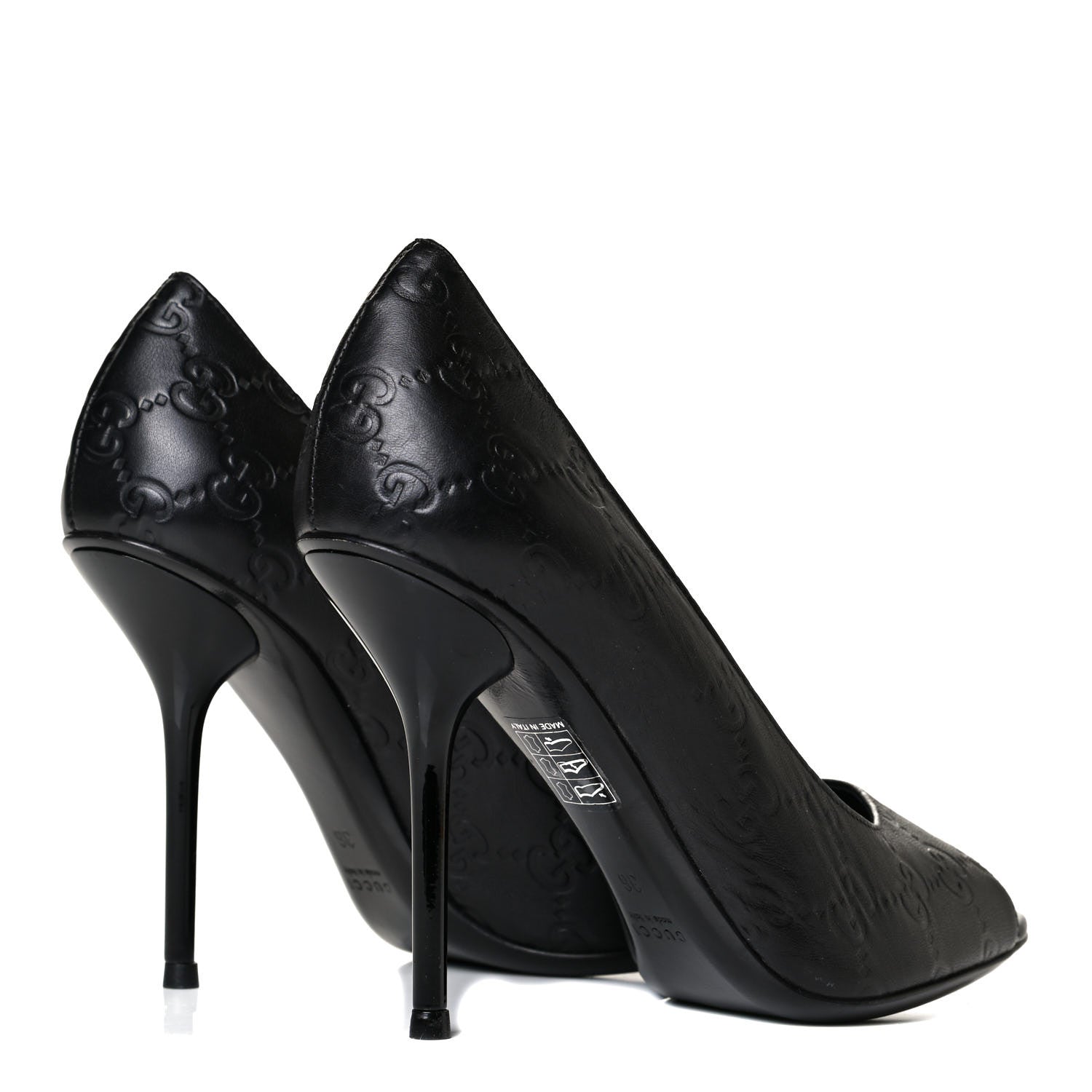 Gucci Guccissima GG Peep Toe Heels 36 Black 3 of 7