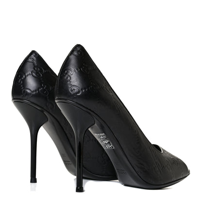 Gucci Guccissima GG Peep Toe Heels 36 Black 3 of 7