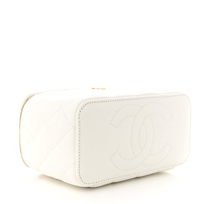 Chanel Caviar Quilted Small Vanity Case With Chain White 4 of 10