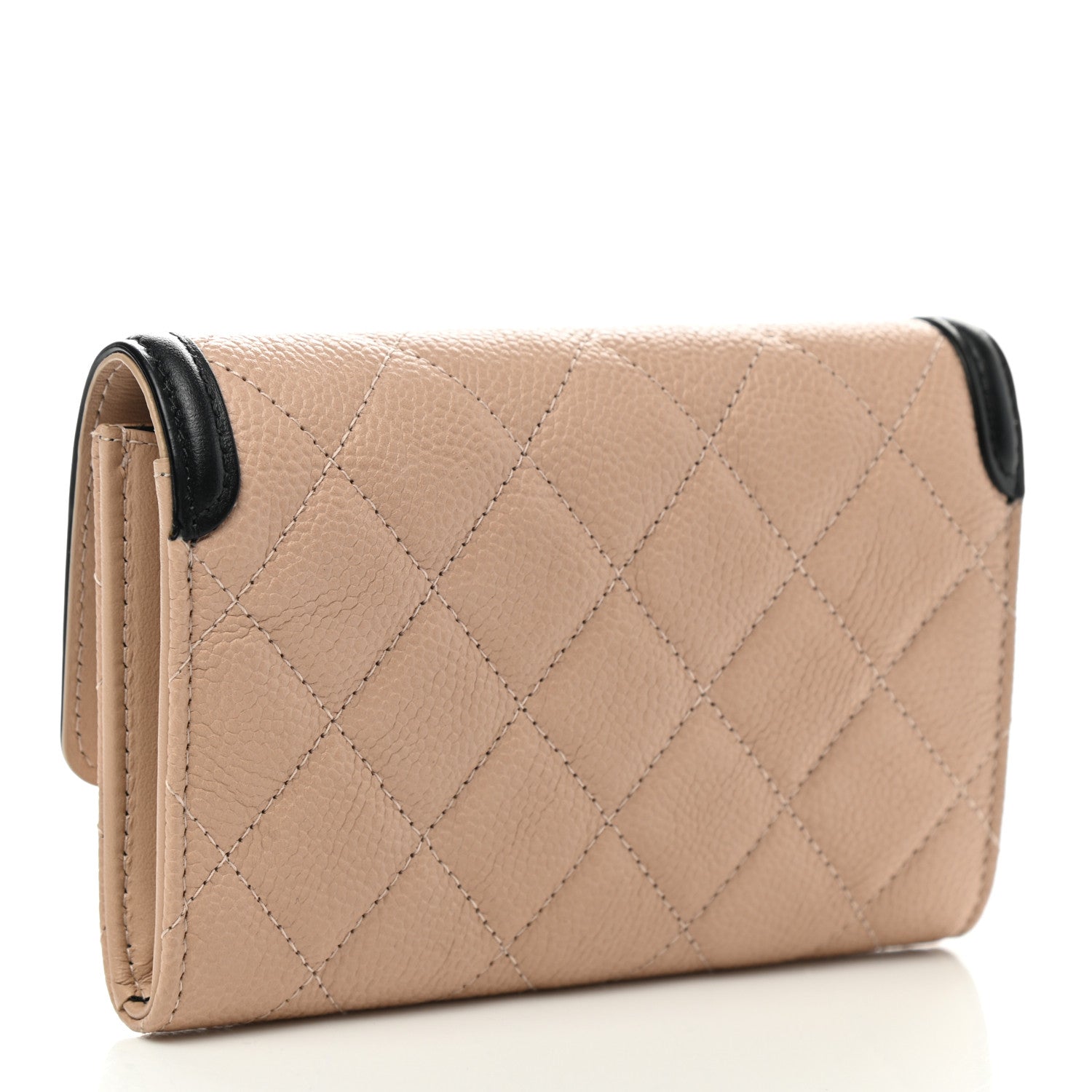 Chanel Caviar Quilted Medium Filigree Flap Wallet Beige Black 3 of 9