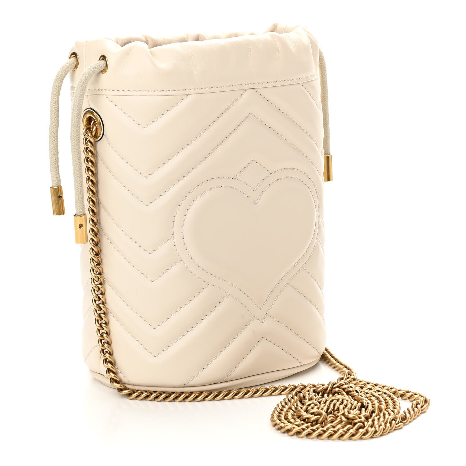 Gucci Calfskin Matelasse Mini GG Marmont 2.0 Bucket Bag White 3 of 13