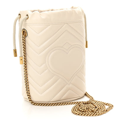 Gucci Calfskin Matelasse Mini GG Marmont 2.0 Bucket Bag White 3 of 13