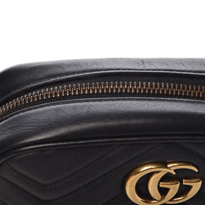 Gucci Calfskin Matelasse Mini GG Marmont Chain Shoulder Bag Black 7 of 13