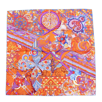 Hermes Silk L’ivresse de L’infini Scarf 90 Capucine Violet Bleu Klein 1 of 4
