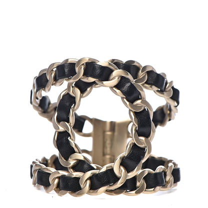 Chanel Lambskin Chain CC Bracelet Black Gold 1 of 4
