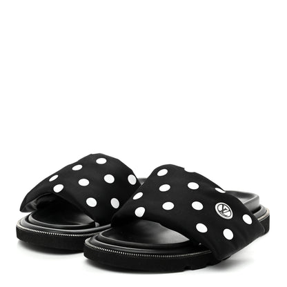Louis Vuitton Satin Polka Dot Pool Pillow Flat Comfort Mule 41 Black White 4 of 9