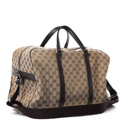 Gucci Monogram Dollar Calfskin Boston Duffle Bag Beige Ebony Testa di Moro Marrone Scuro 2 of 10