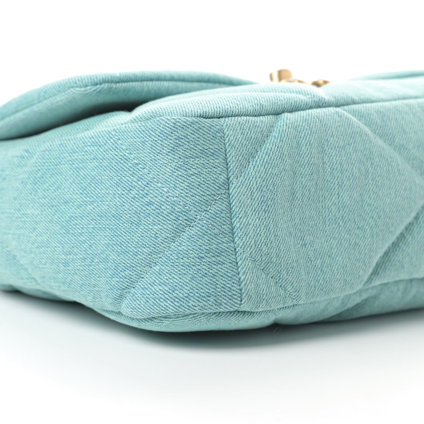 Denim Quilted Medium Chanel 19 Flap Neon Blue