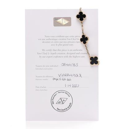 Van Cleef & Arpels 18K Yellow Gold Black Onyx 5 Motifs Vintage Alhambra Bracelet 7 of 7