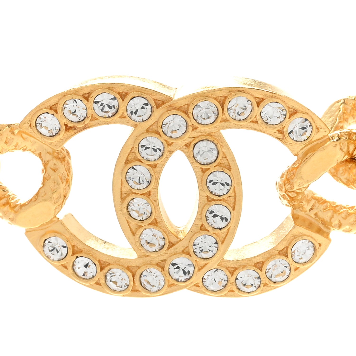 Chanel Crystal Chain Link CC Choker Necklace Gold 4 of 7
