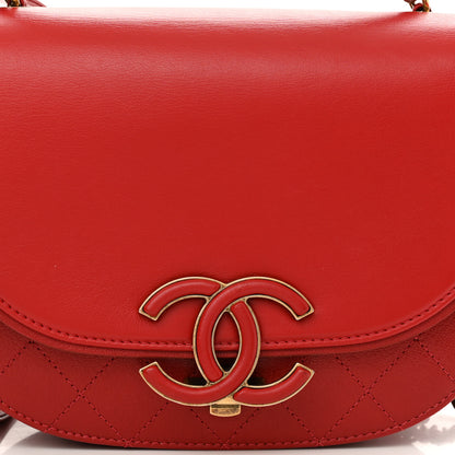 Chanel Shiny Calfskin Goatskin Quilted Small Coco Curve Messenger Flap Red 8 of 10