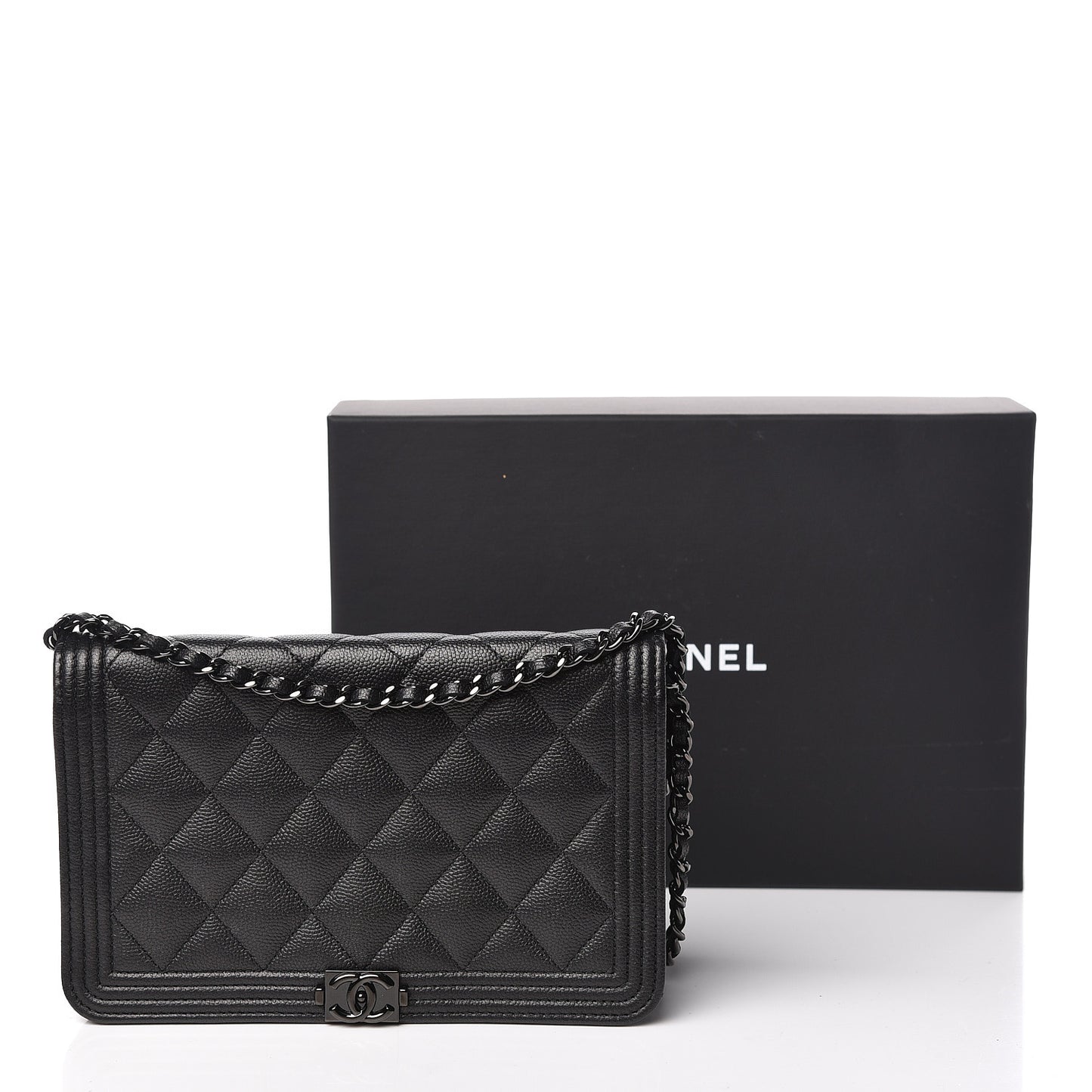 Caviar Quilted Boy Wallet On Chain WOC So Black