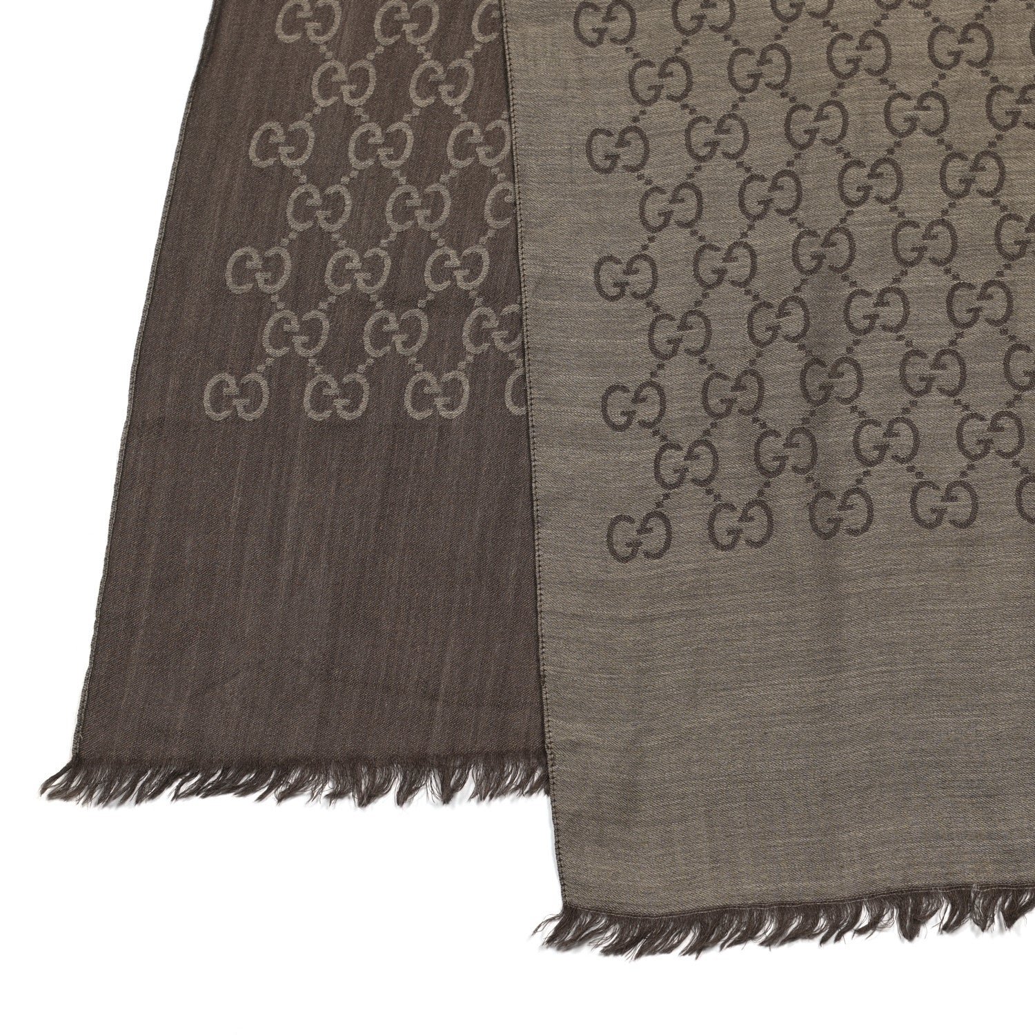 Gucci Wool Silk GG Monogram GGNat Scarf Coffee 3 of 4