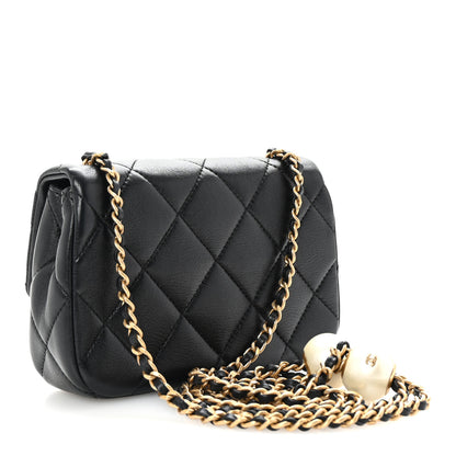 Chanel Lambskin Quilted Pearl Mini Flap Black 3 of 10