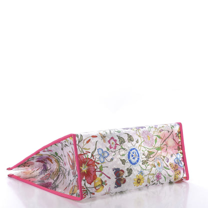 Gucci Calfskin Textured Vinyl Print Flora Tote Fluorescent Fuchsia 4 of 8