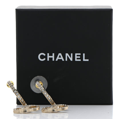 Chanel Crystal Lock Symbols CC Hoop Drop Earrings Gold 5 of 5