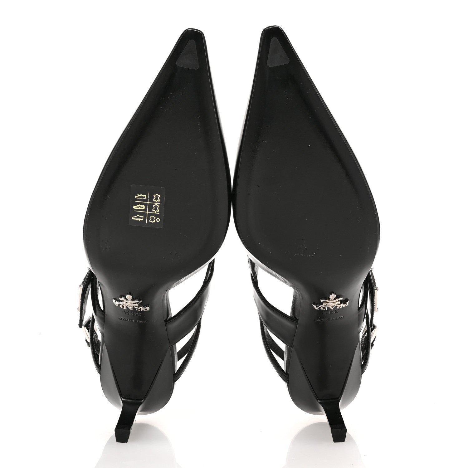 Prada Spazzolato Metal Triangle Logo 55mm Slingback Pumps 39.5 Black 6 of 10