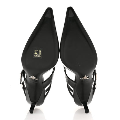 Prada Spazzolato Metal Triangle Logo 55mm Slingback Pumps 39.5 Black 6 of 10