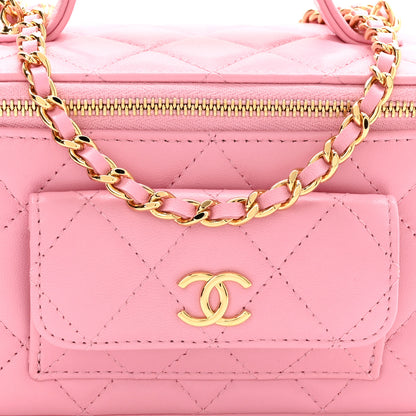 Chanel Lambskin Quilted Polly Pocket East West Top Vanity With Chain Pink 9 of 12