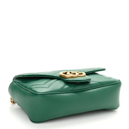 Gucci Calfskin Matelasse Super Mini GG Marmont Shoulder Bag Emerald Green 4 of 8