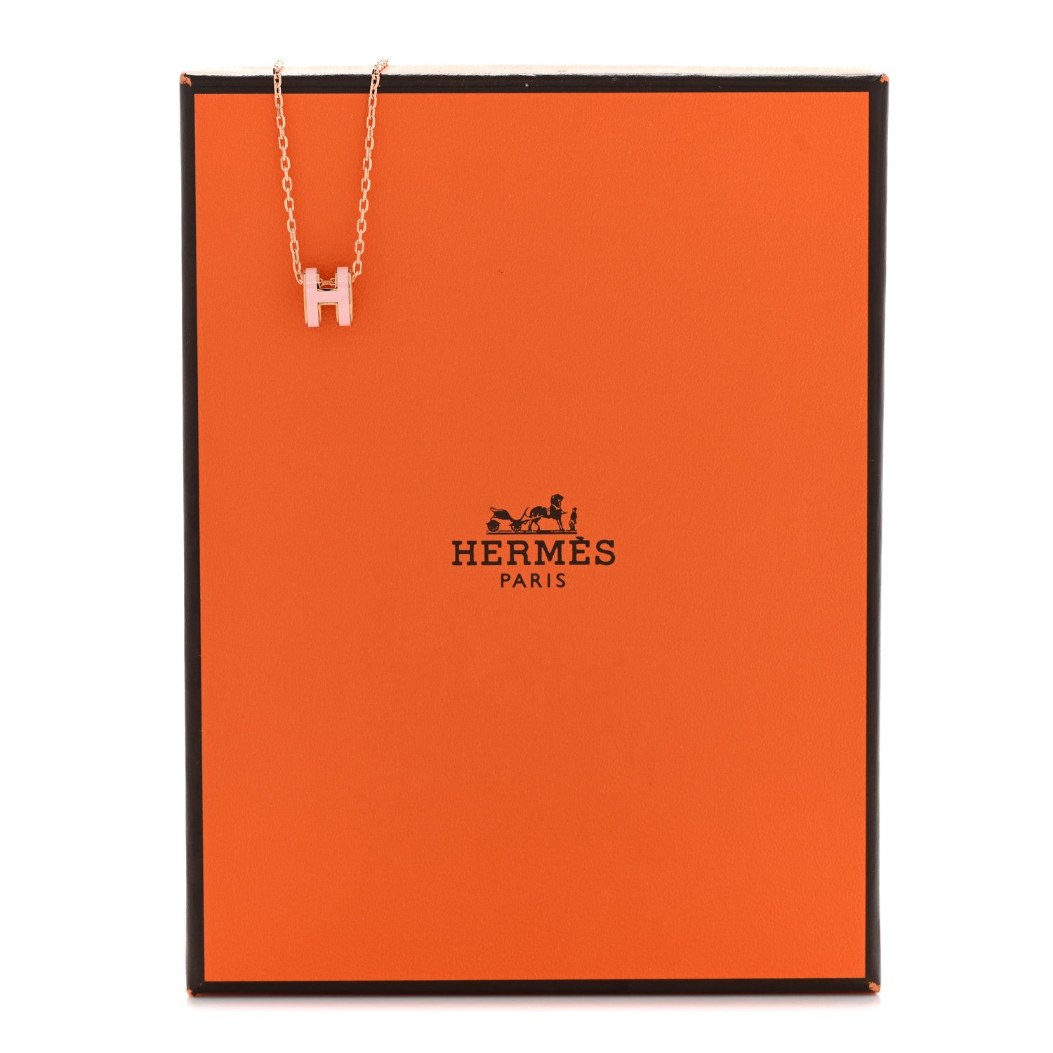 Hermes Lacquered Rose Gold Mini Pop H Pendant Necklace Rose Dragee 8 of 8