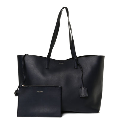 Saint Laurent Calfskin Large Shopping Tote Navy 1 of 17