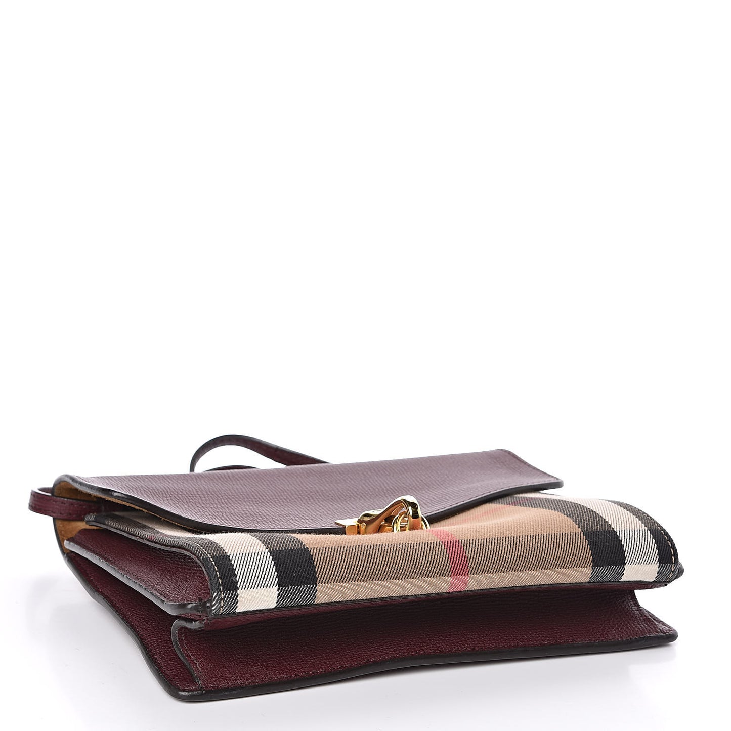 Derby Calfskin House Check Small Macken Crossbody Bag Mahogany Red