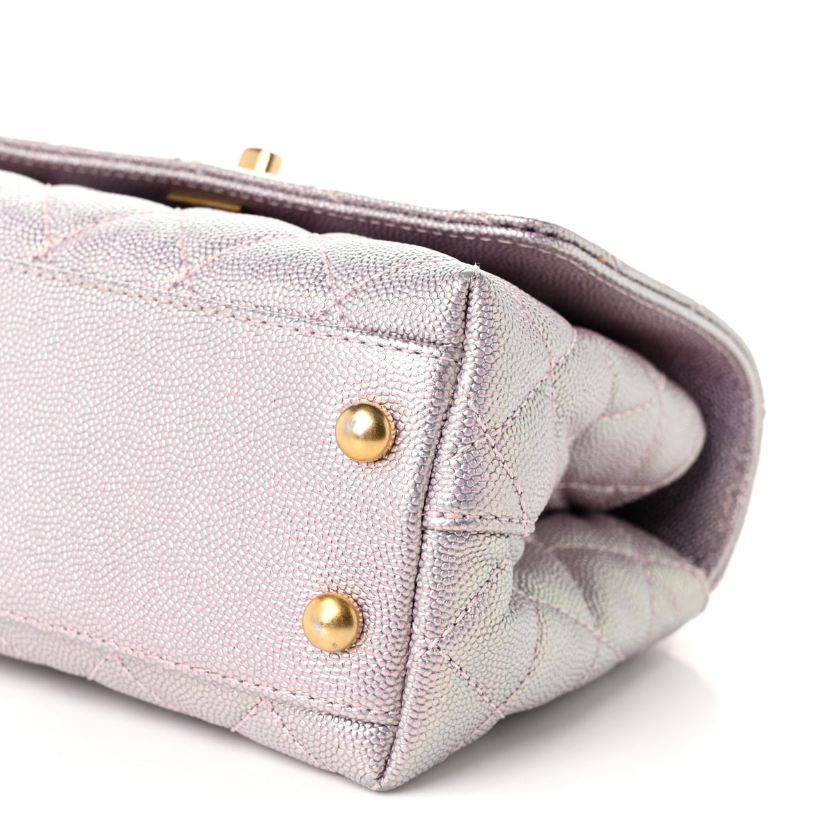 Chanel Metallic Caviar Quilted Extra Mini Coco Handle Flap Light Pink 10 of 10